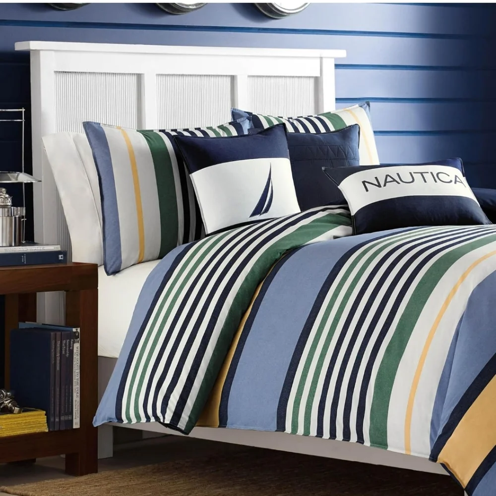 Nautica - Queen Comforter Set, Reversible Cotton Bedding with Matching Shams